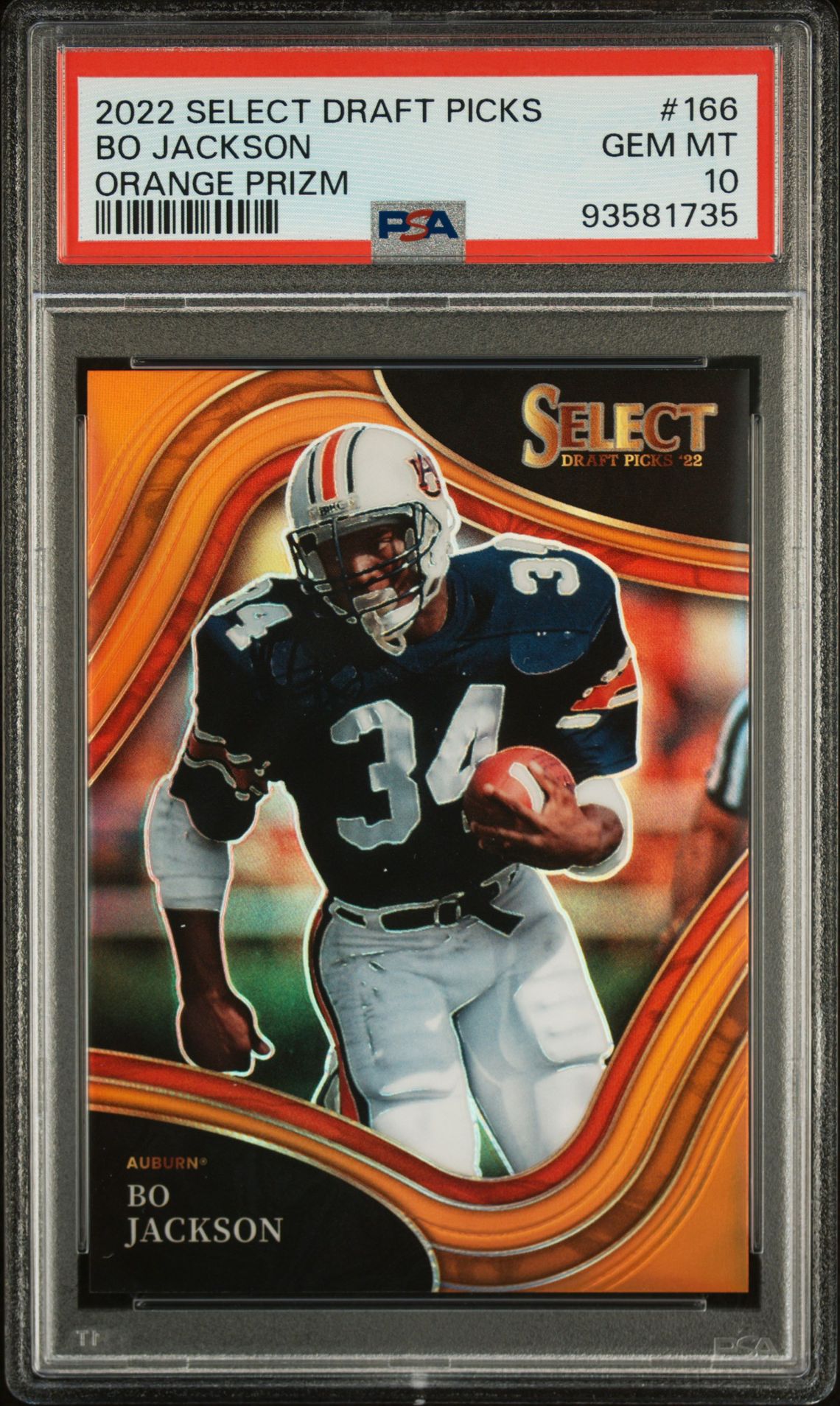 2022 Panini Select Draft Picks Bo Jackson #166 (Orange Prizm) Gem Mt 10 front