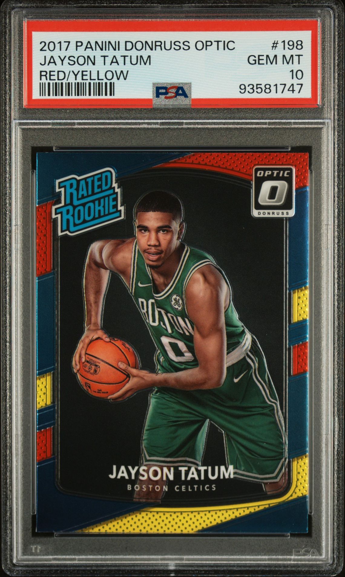 2017 Panini Donruss Optic Jayson Tatum #198 (Red/Yellow) Gem Mt 10 front