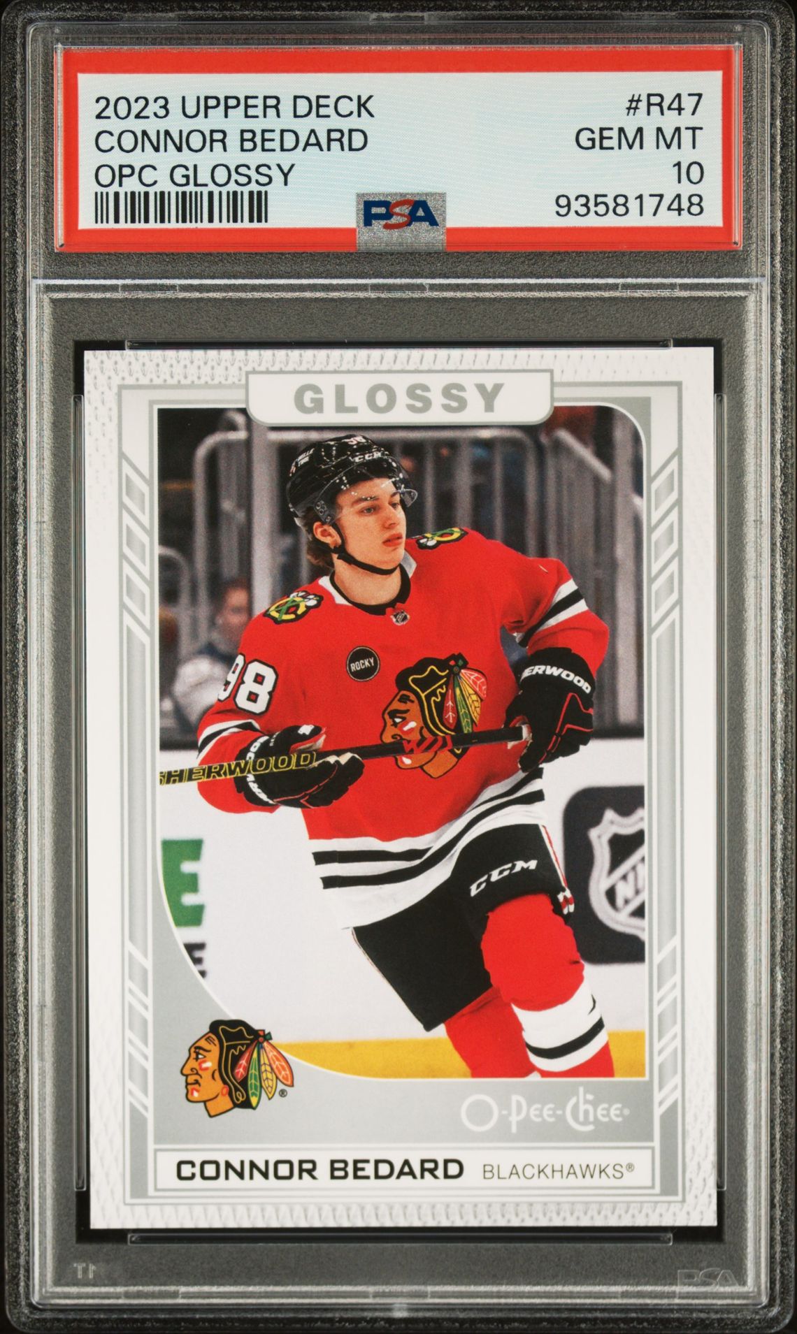 2023 Upper Deck O-Pee-Chee Glossy Connor Bedard #R47 Gem Mt 10 front