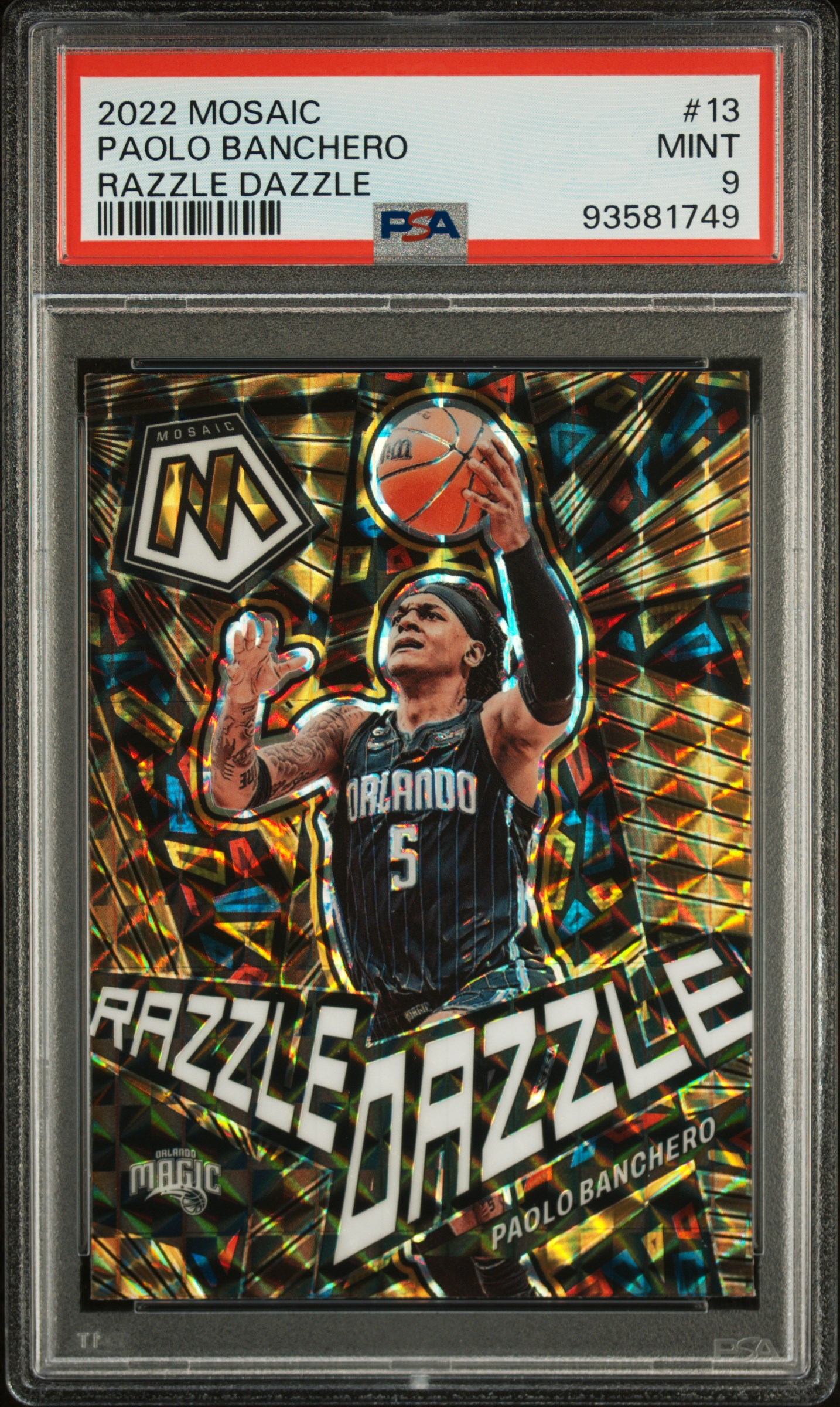 2022 Panini Mosaic Razzle Dazzle Paolo Banchero #13 Mint 9 front