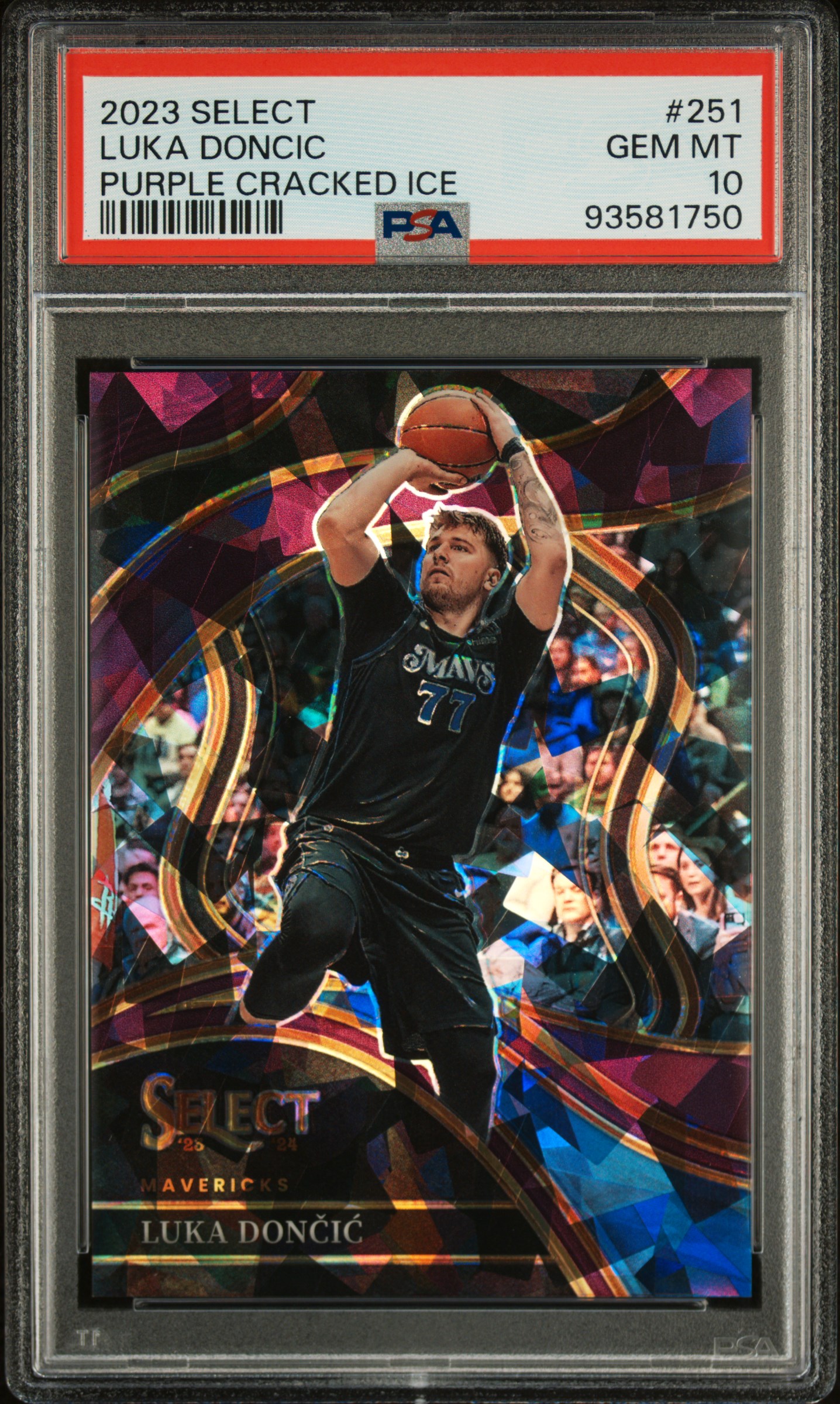 2023 Panini Select Luka Doncic #251 (Purple Cracked Ice) Gem Mt 10 front