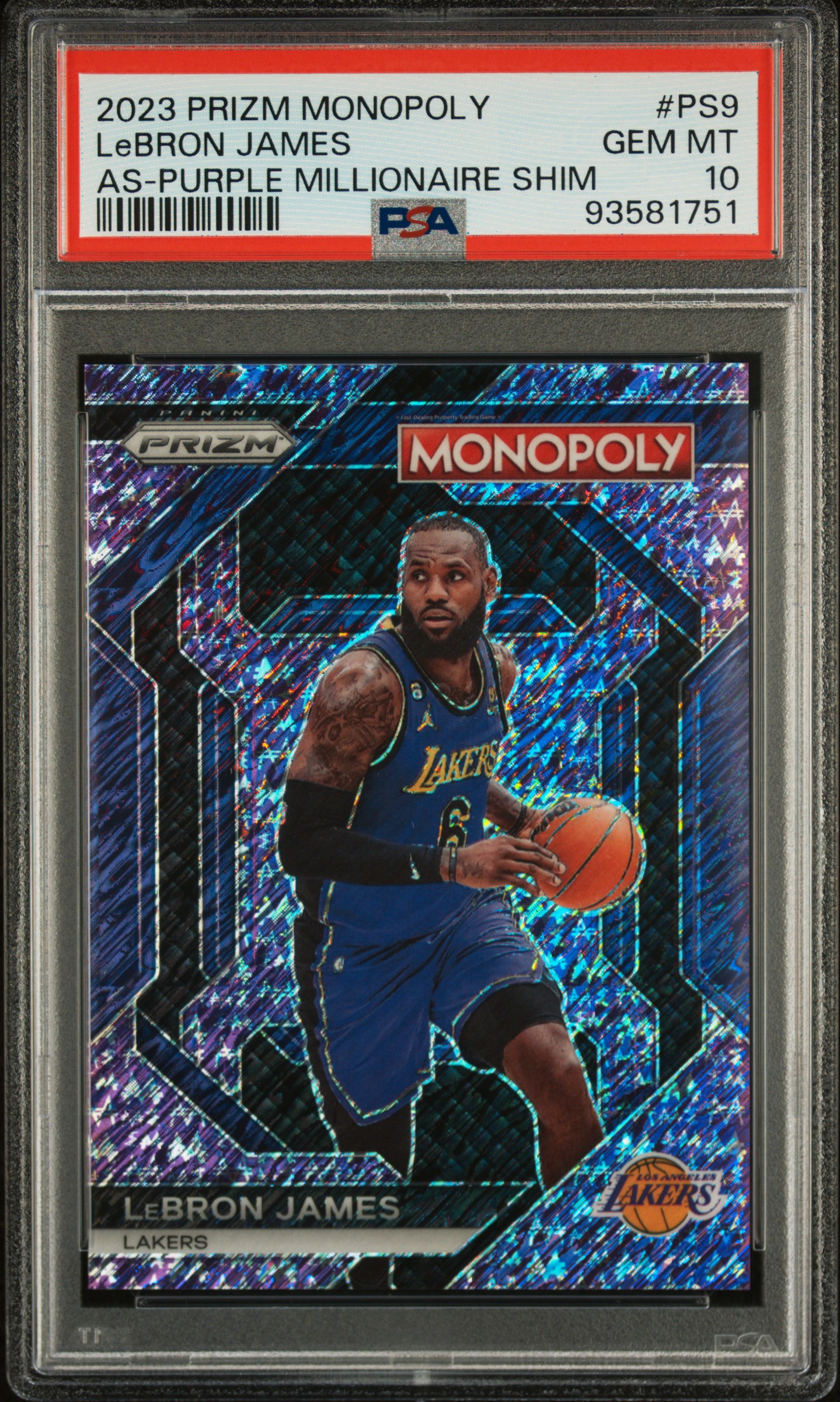 2023 Panini Prizm Monopoly All-Star Lebron James #Ps9 (As-Purple Millionaire Shim) Gem Mt 10 front
