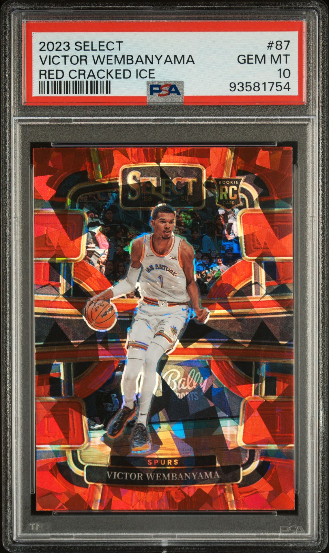 2023 Panini Select Victor Wembanyama #87 (Red Cracked Ice) Gem Mt 10 front