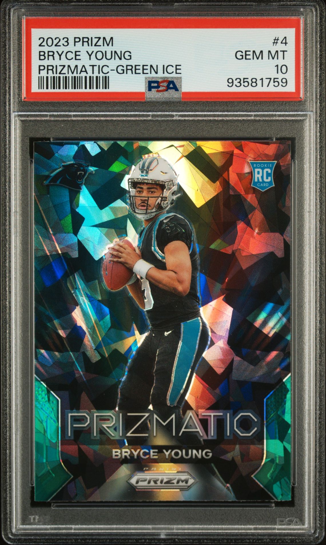 2023 Panini Prizm Prizmatic Bryce Young #4 (Prizmatic-Green Ice) Gem Mt 10 front
