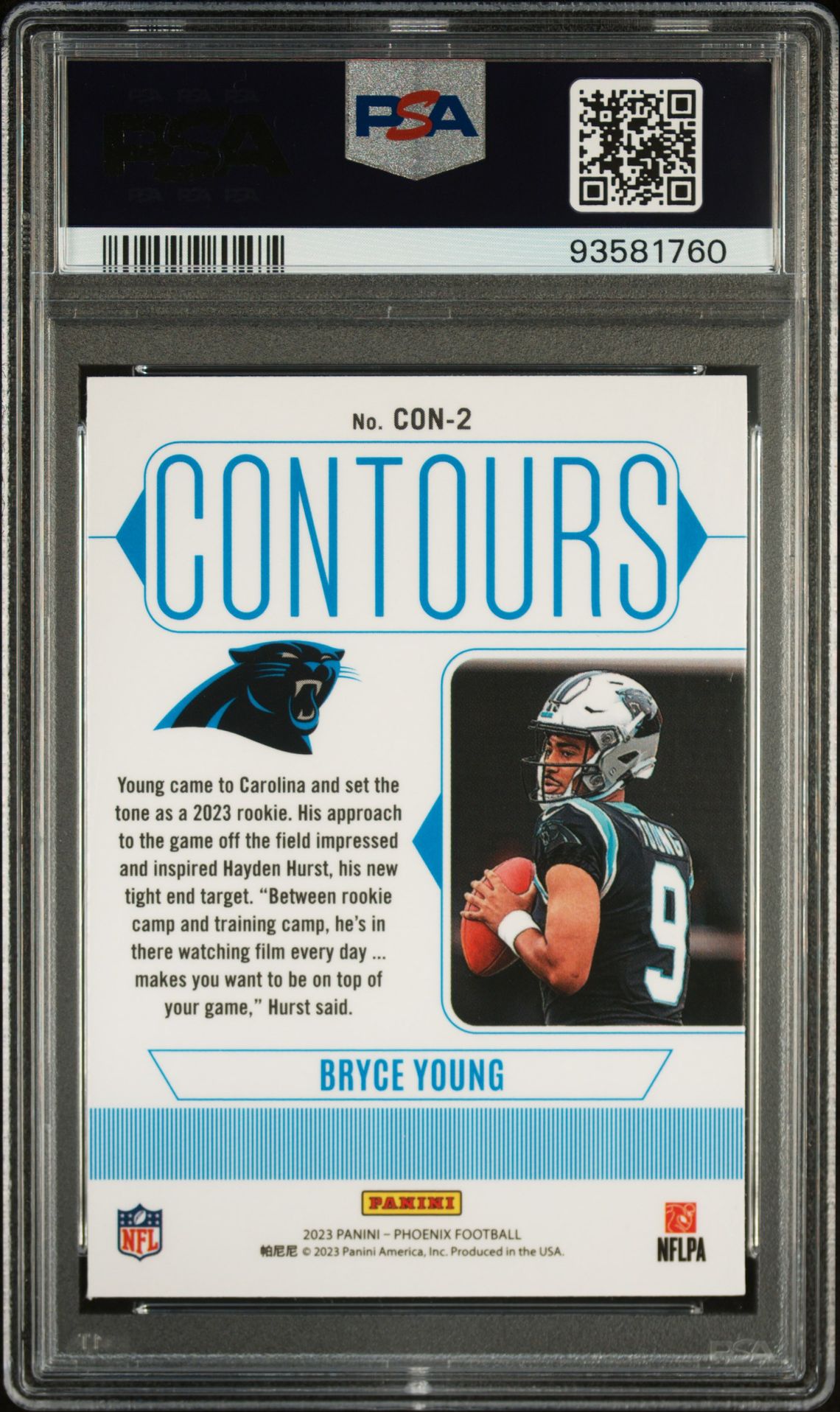 2023 Panini Phoenix Contours Bryce Young #Con2 Mint 9 back