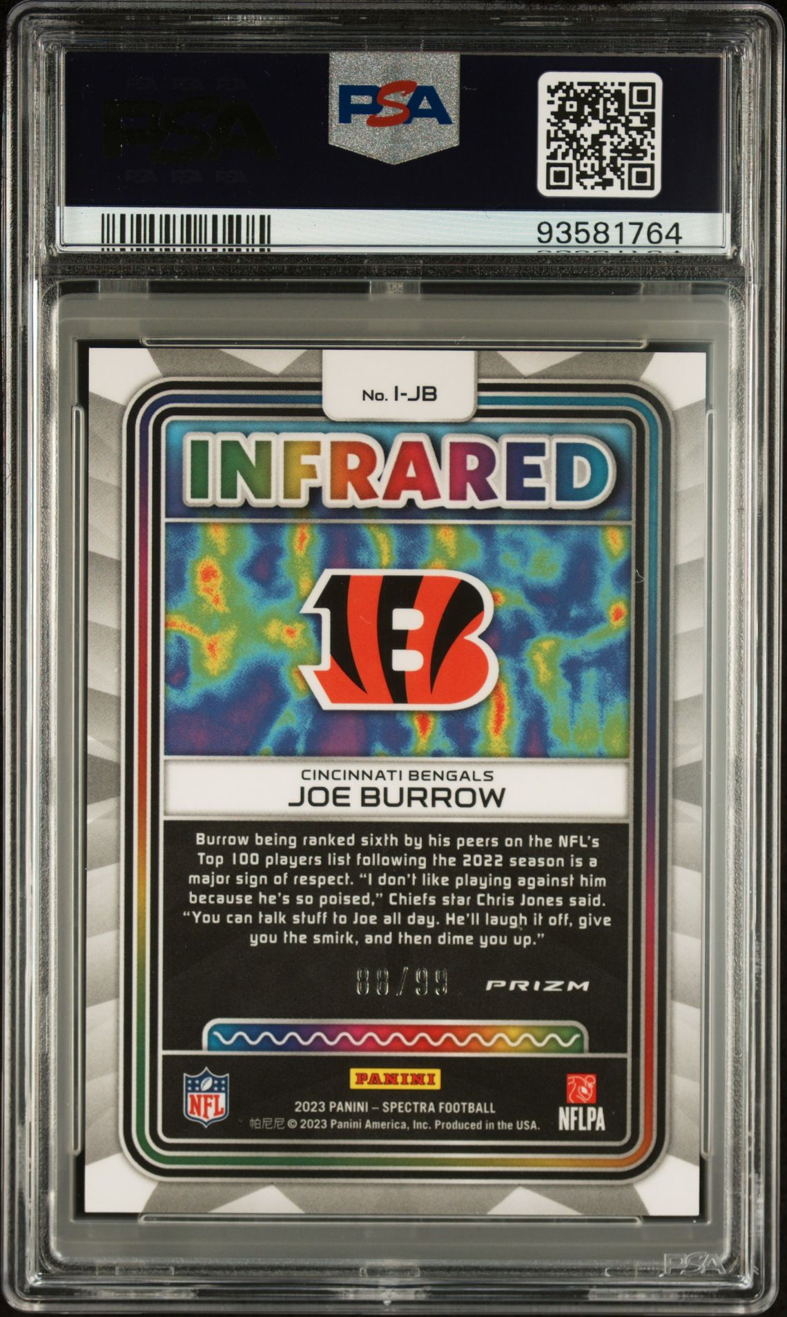 2023 Panini Spectra Infrared Joe Burrow #Ijb Nm 7 back