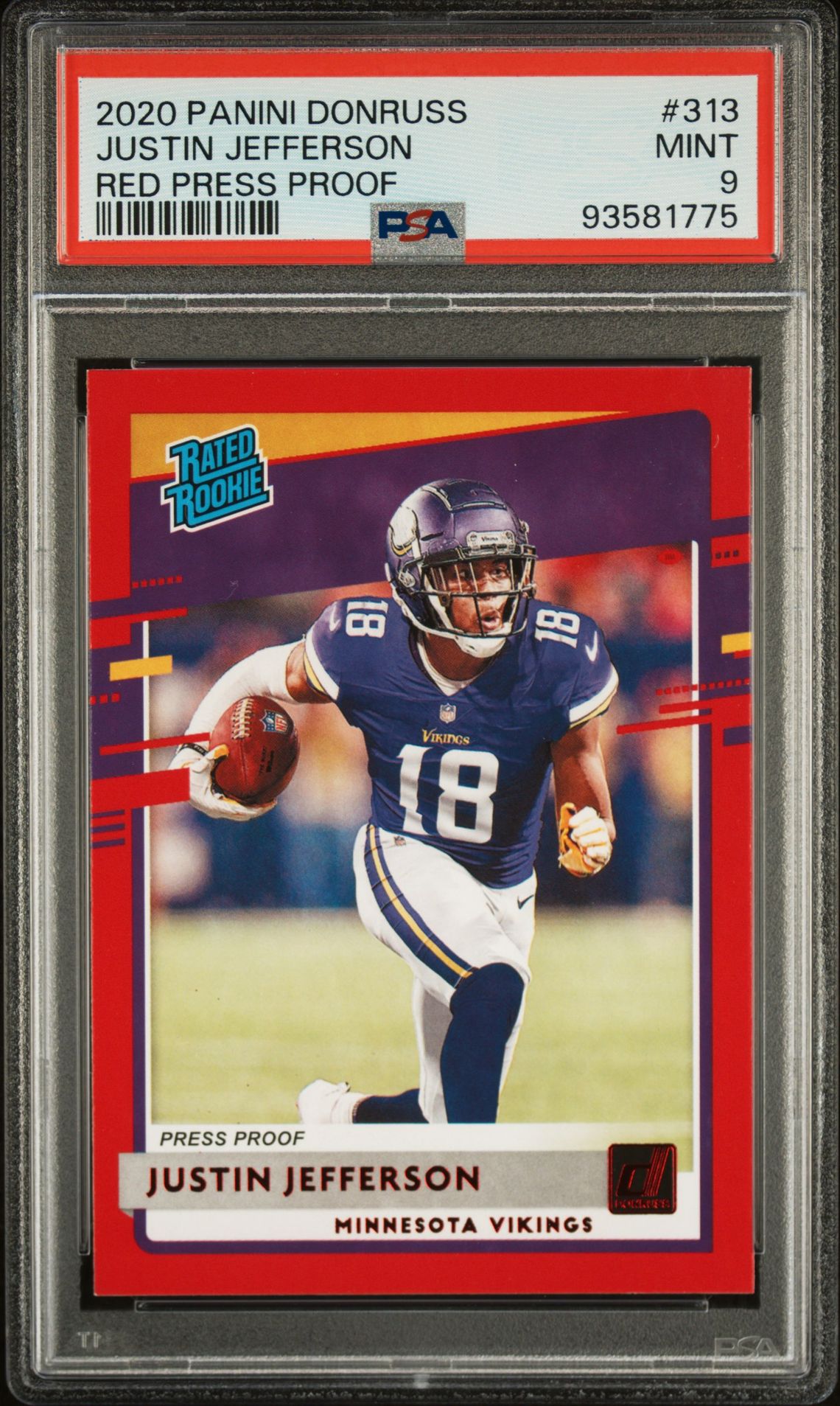 2020 Panini Donruss Justin Jefferson #313 (Red Press Proof) Mint 9 front