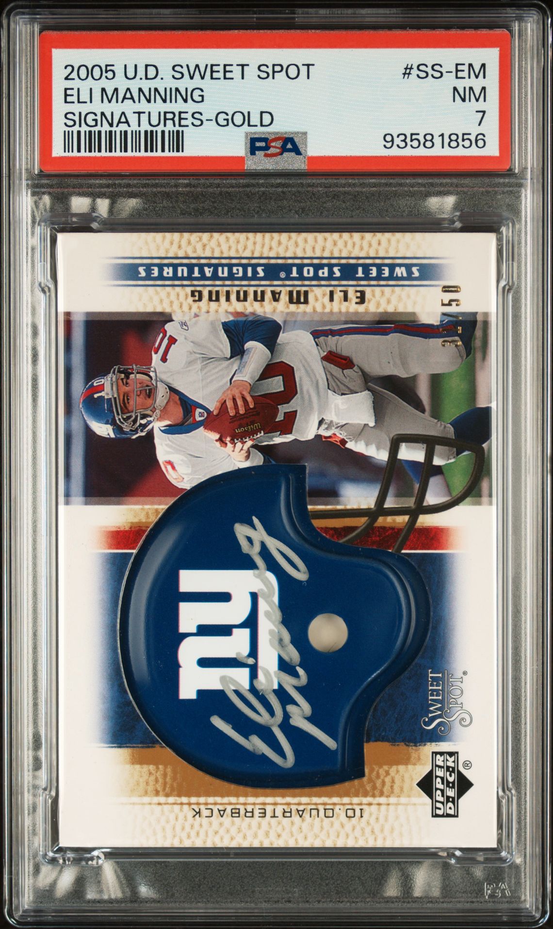 2005 Upper Deck Sweet Spot Signatures Eli Manning #Ss-Em (Signatures-Gold) Nm 7 front