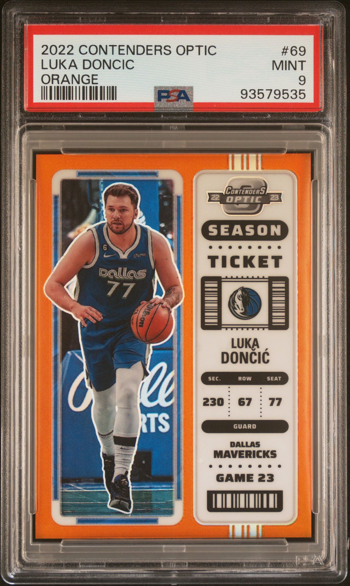 2022 Panini Contenders Optic Luka Doncic #69 (Orange) Mint 9 front