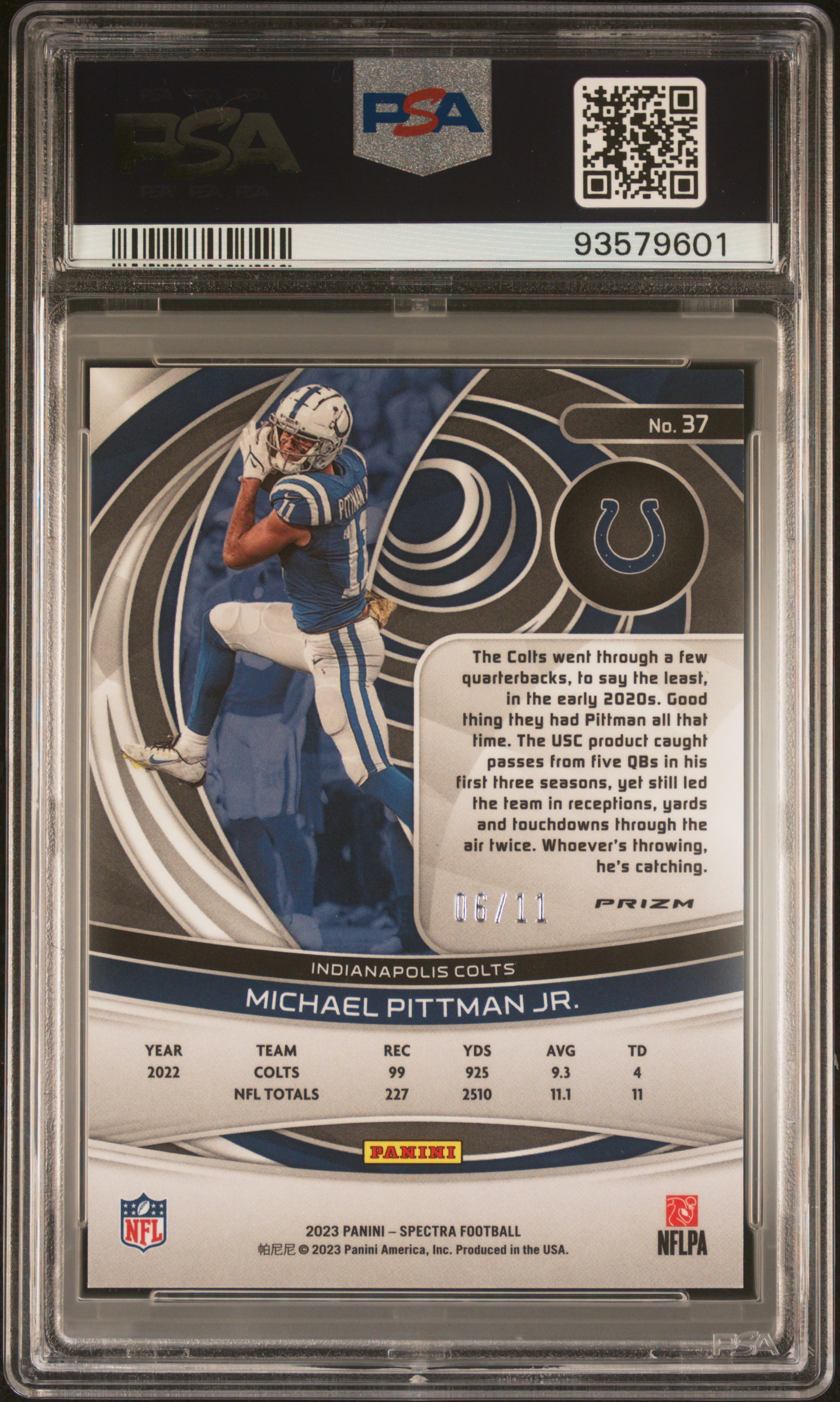 2023 Panini Spectra Michael Pittman Jr. #37 (Wave) Mint 9 back