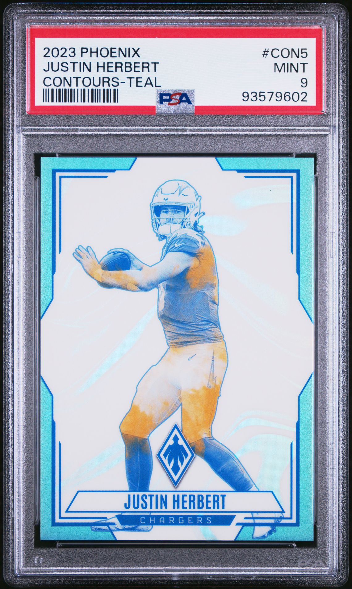 2023 Panini Phoenix Contours Justin Herbert #Con5 (Contours-Teal) Mint 9 front