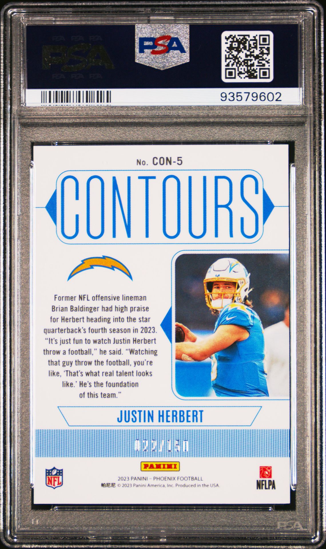 2023 Panini Phoenix Contours Justin Herbert #Con5 (Contours-Teal) Mint 9 back