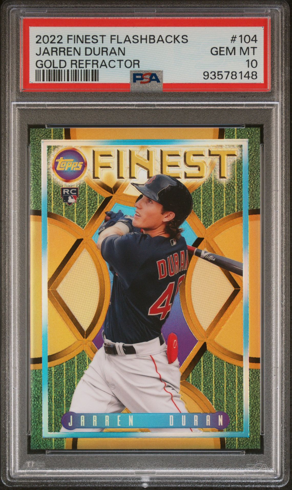 2022 Topps TOPPS FINEST FLASHBACKS GOLD REFRACTOR #104 Jarren Duran front