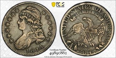 1814 50C O-105a Single Leaf VF20