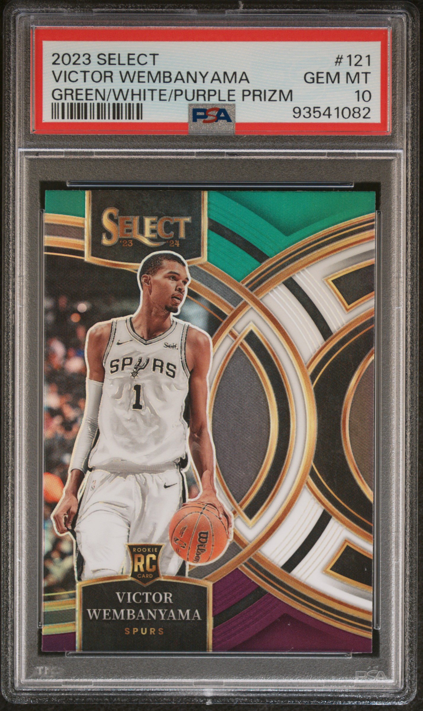 2023 Panini Select Victor Wembanyama #121 (Green/White/Purple Prizm) Gem Mt 10 front