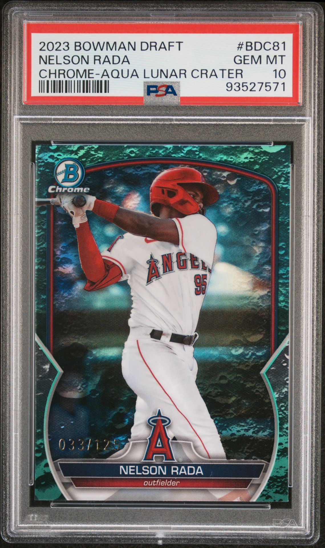 2023 Bowman BOWMAN DRAFT CHR-AQUA LUNAR CRATER REF #BDC81 Nelson Rada front