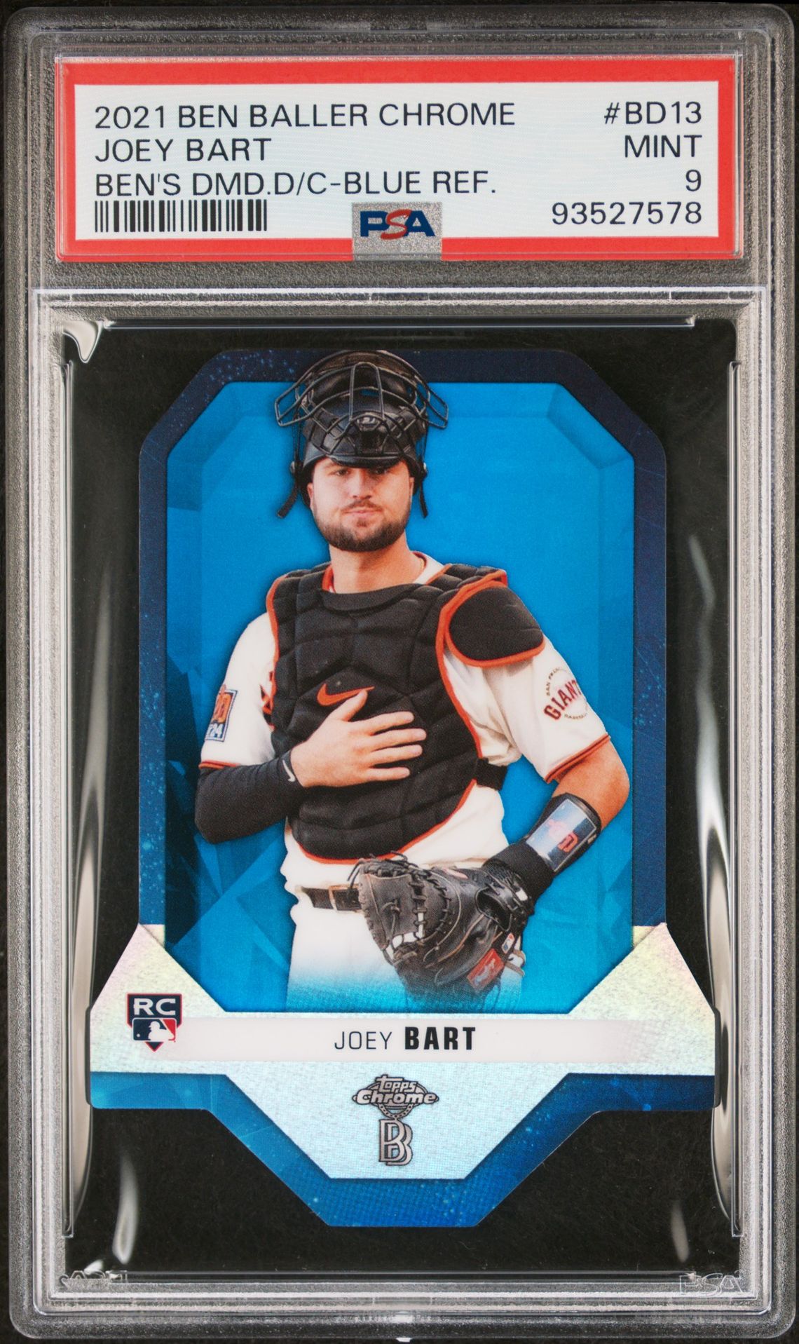 2021 Topps Chrome TOPPS CHROME BEN BALLER BEN'S DIAMOND DIE-CUTS BEN'S DMD.D/C-BLUE REF. #BD13 Joey Bart front