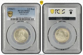 1936(C) 1/2 Rup SW-8.125 MS62