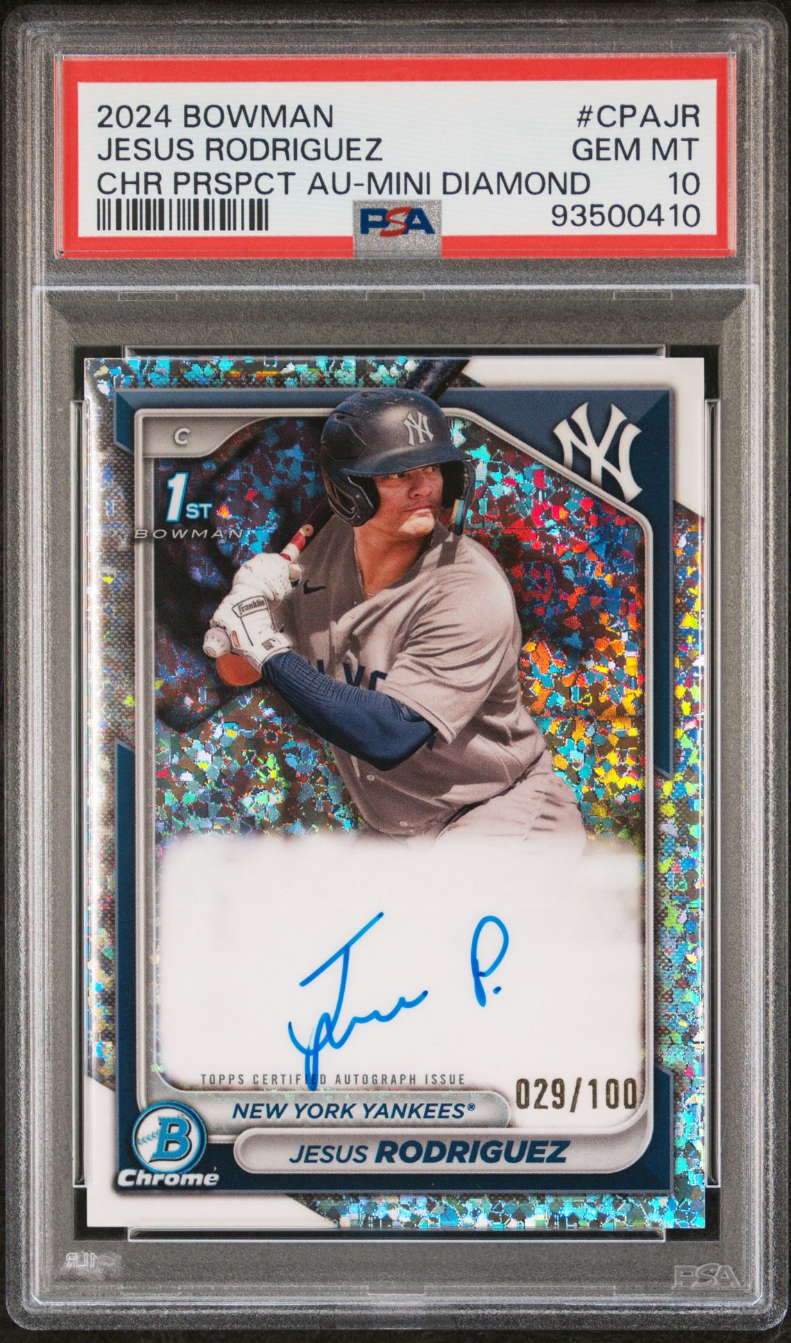 2024 Bowman BOWMAN CHROME PROSPECT AUTOGRAPHS CHR PRSPCT AU-MINI DIA REF #CPAJR Jesus Rodriguez front