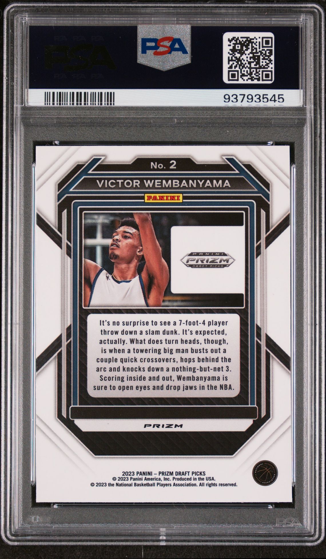 2023 Panini Prizm Draft Picks Victor Wembanyama #2 (Red Ice) Gem Mt 10 back view - PSA certificate #93793545