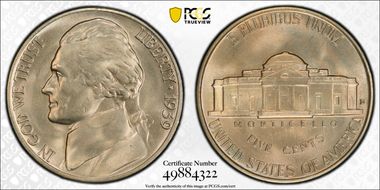 1939-D 5C Reverse of 1940 MS66FS