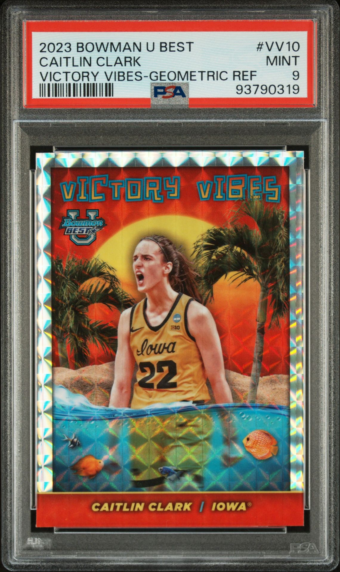 2023 Bowman BOWMAN UNIVERSITY BEST VICTORY VIBES GEOMETRIC REF #VV10 Caitlin Clark front