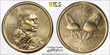2016-D $1 Native American, Position A MS65