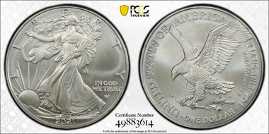 2021 $1 Silver Eagle - Type 2 MS65