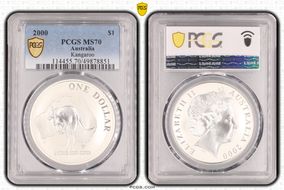 2000 $1 Kangaroo Ag MS70