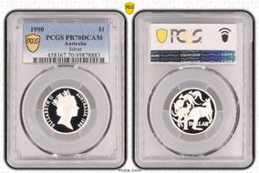 1990 $1 KM-84a  Ag PR70DCAM