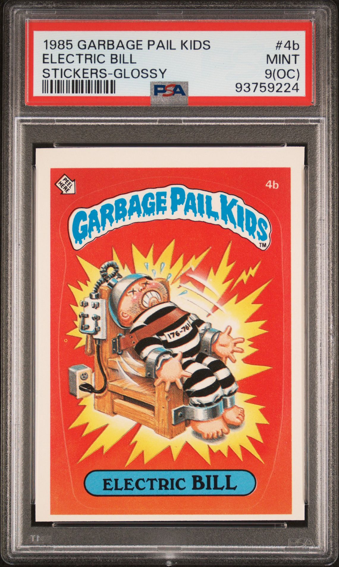 1985 Topps GARBAGE PAIL KIDS STICKERS STICKERS-GLOSSY #4B Electric Bill front