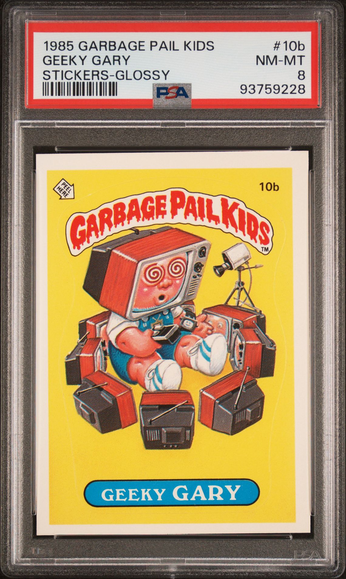 1985 Topps GARBAGE PAIL KIDS STICKERS GLOSSY #10B Geeky Gary front