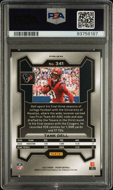 2023 Panini Prizm Tank Dell #341 (Black & White Checker) Gem Mt 10 back