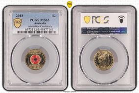 2018 $2 Armistice Centenary Colorized MS65