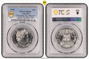 2019 50C Dodecagon 50C 50th Ann. I. Rank Broadley Effigy MS68