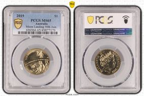 2019 $1 Moon Landing 50th Ann. MS65