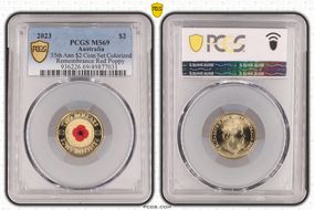 2023 $2 35th Ann $2 Coin Set Colorized Remembrance Red Poppy MS69