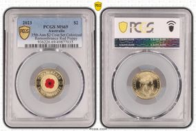 2023 $2 35th Ann $2 Coin Set Colorized Remembrance Red Poppy MS69