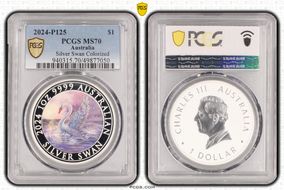 2024-P125 $1 Silver Swan Colorized MS70