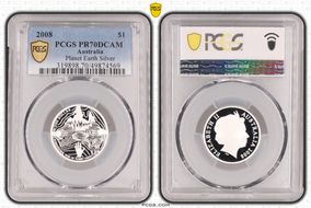 2008 $1 Planet Earth Silver PR70DCAM