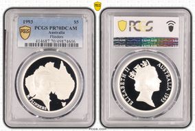 1993 $5 Flinders PR70DCAM