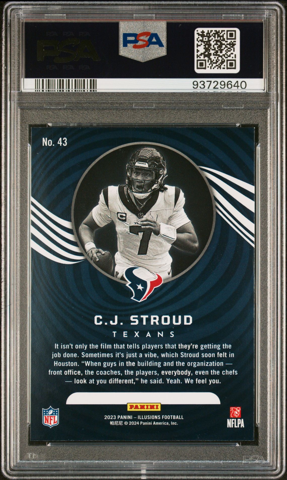 2023 Panini Illusions Cj Stroud #43 (Trophy Collection Emerald) Mint 9 back