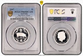 2007 $1 Year of the Pig Ag PR69DCAM