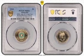 2023 $2 35th Ann $2 Coin Set Colorized Remembrance Dove MS66