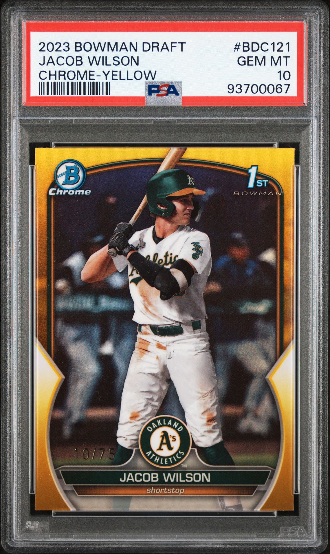 2023 Bowman BOWMAN DRAFT CHROME-YELLOW REFRACTOR #BDC121 Jacob Wilson front