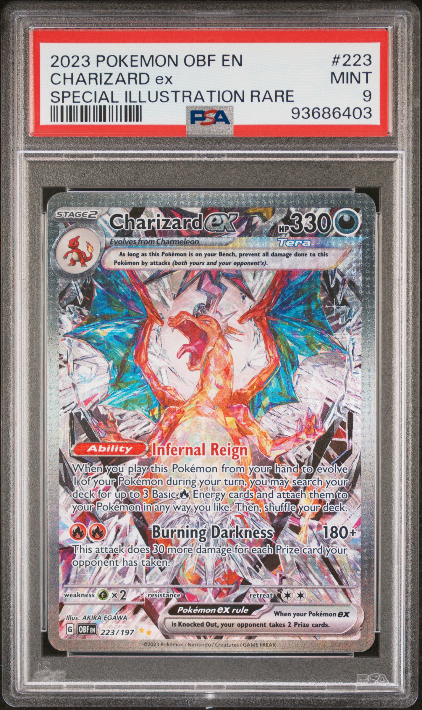 2023 Pokemon Obf En-Obsidian Flames Charizard Ex #223 (Special Illustration Rare) Mint 9 front