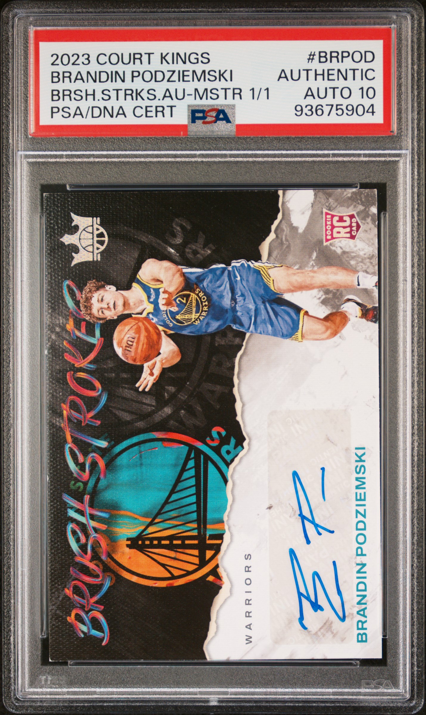 2023 Panini Court Kings Brush Strokes Autographs Brandin Podziemski #Brpod (Brsh.strks.au-Mstr 1/1) front