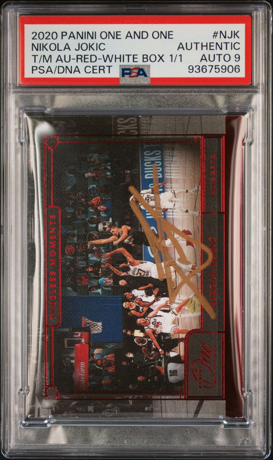 2020 Panini One And One Timeless Moments Autographs Nikola Jokic #Njk (T/M Au-Red-White Box 1/1) N0: Authentic front