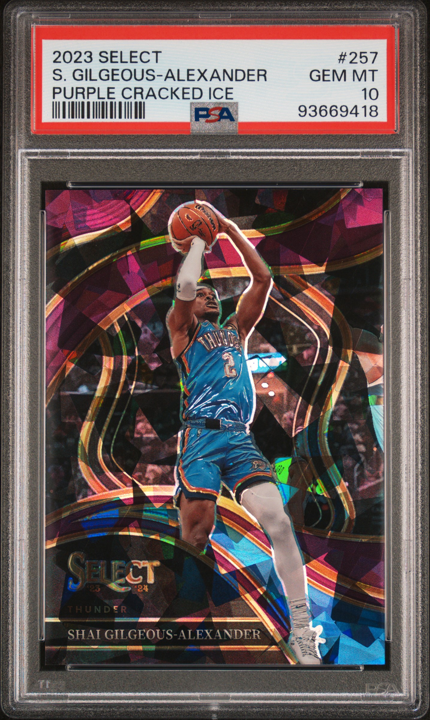 2023 Panini Select S. Gilgeous-Alexander #257 (Purple Cracked Ice) Gem Mt 10 front