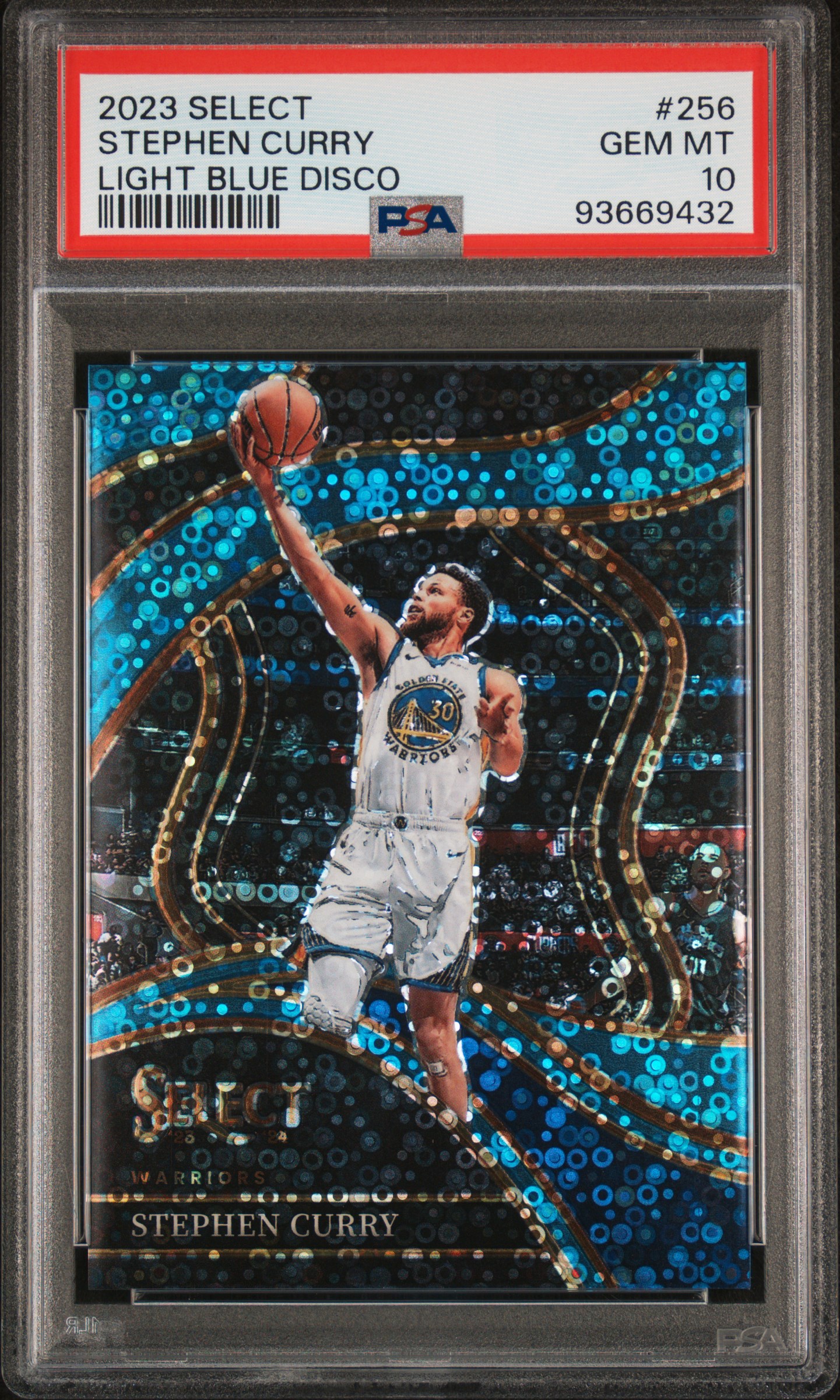 2023 Panini Select Stephen Curry #256 (Light Blue Disco) Gem Mt 10 front